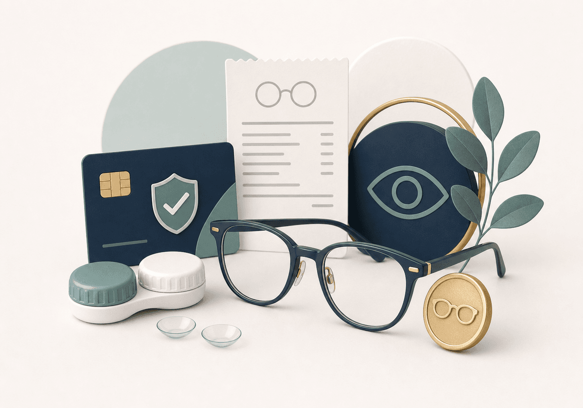 Ruhige Illustration zu Brille, Kontaktlinsen und Zusatzleistungen