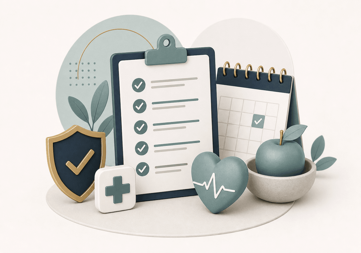 Ruhige Illustration zu Prävention und Gesundheitsvorsorge